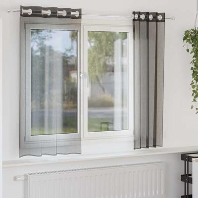 Gordijnen Voile met doorvoertules 2 st 140x175 cm zwart