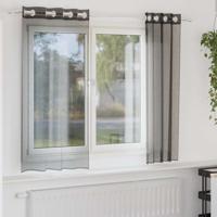 Gordijnen Voile met doorvoertules 2 st 140x175 cm zwart