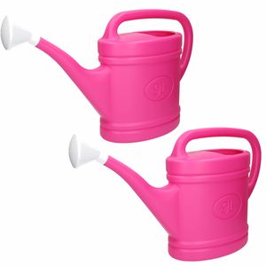 2x stuks roze tuin planten gieter met broeskop 9 liter