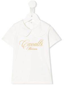 Roberto Cavalli Junior t-shirt à logo brodé - Blanc