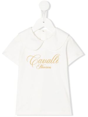 Roberto Cavalli Junior t-shirt à logo brodé - Blanc