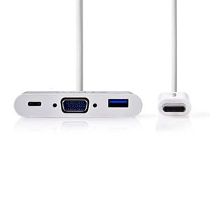 Nedis CCGB64760WT02 video kabel adapter 0,2 m USB Type-C USB Type-C + USB Type-A + VGA (D-Sub) Wit