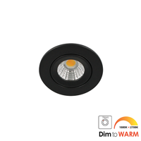 LED mini spot kantelbaar 5Watt rond ZWART IP65 dimbaar - dim to warm