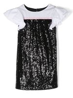 Monnalisa robe ornée de sequins à volants - Noir