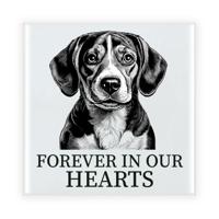 Herdenkings cadeau tegel - hondenliefhebber - Beagle hond - zwart/wit - keramiek - 15 x 15 cm