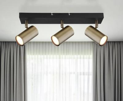 Plafondspot 3 spots zwart & antiek messing GU10 Robby