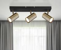 Plafondspot 3 spots zwart & antiek messing GU10 Robby