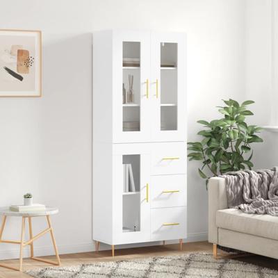 Hoge kast 69,5x34x180 cm bewerkt hout wit