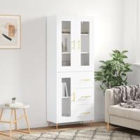 Hoge kast 69,5x34x180 cm bewerkt hout wit