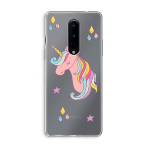 Roze eenhoorn: OnePlus 8 Transparant Hoesje
