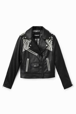 Bikerjack met zebraprint - BLACK - XL
