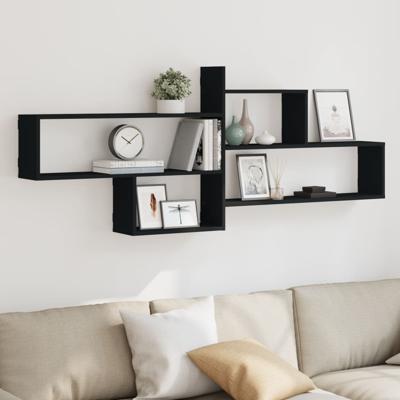 Wandschap 167,5x18x68 cm bewerkt hout zwart