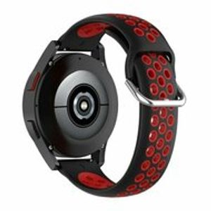 Siliconen sportbandje met gesp - Zwart + rood - Samsung Galaxy Watch - 46mm