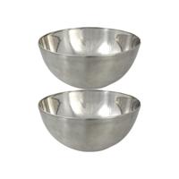 Svenska Living Kommetjes - 2x stuks - schaaltjes - mat zilver - RVS - D13 x 7 cm - serveerschalen