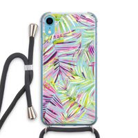 Tropical Palms Blue: iPhone XR Transparant Hoesje met koord Tropical Palms Blue: iPhone XR Transparant Hoesje met koord