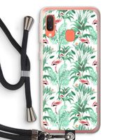 Flamingo bladeren: Samsung Galaxy A20e Transparant Hoesje met koord Flamingo bladeren: Samsung Galaxy A20e Transparant Hoesje met koord