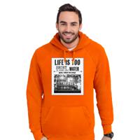 Koningsdag hoodie voor heren - vintage poster - oranje - oranje feestkleding
