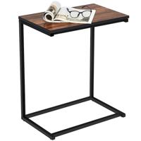 Bijzettafel Laptoptafel Sofatafel Notebooktafel Thuis C-Vormige Tafel Metaal en Hout 55 x 35 x 65 cm Bruin