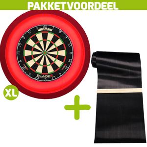 Winmau Blade 6 +  Dartmat 120*300 incl oche + Dartbordverlichting Deluxe XL Rood