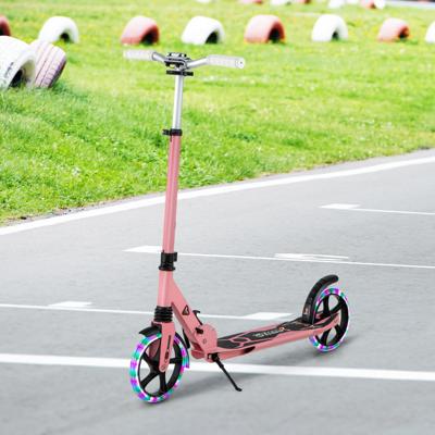 Kinderstep Opvouwbaar met Verlichting Scooter in Hoogte Verstelbaar met Draagriem Roze