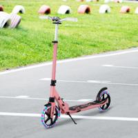 Kinderstep Opvouwbaar met Verlichting Scooter in Hoogte Verstelbaar met Draagriem Roze