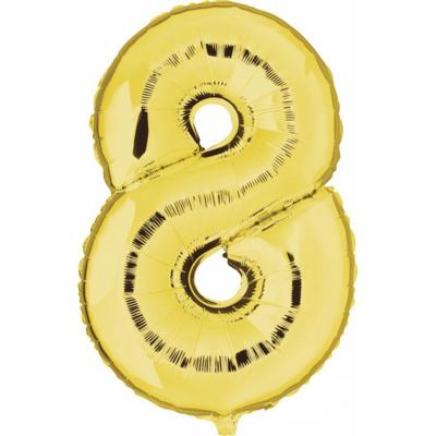 Leeftijd Cijfer ballon - 8 jaar - goud - folie - 100 cm - verjaardag - feestartikelen