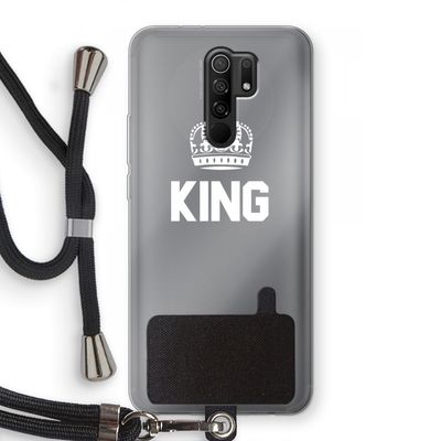King zwart: Xiaomi Redmi 9 Transparant Hoesje met koord