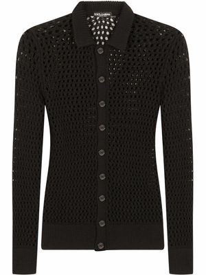 Dolce & Gabbana cardigan en maille ajourée - Noir
