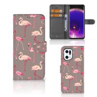 OPPO Find X5 Pro | Telefoonhoesje | Met pasjeshouder | Flamingo