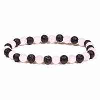 Edelsteen Armband Lavasteen/ Rozenkwarts Edelsteen Armband Lavasteen/ Rozenkwarts