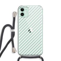 Strepen zwart-wit: iPhone 11 Transparant Hoesje met koord