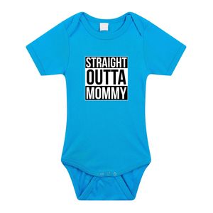 Straight outta mommy geboorte cadeau / kraamcadeau romper blauw voor babys / jongens 92 (18-24 maanden)  -