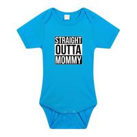 Straight outta mommy geboorte cadeau / kraamcadeau romper blauw voor babys / jongens 92 (18-24 maanden)  - - thumbnail