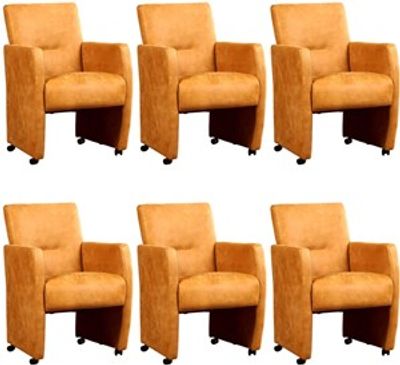 Set van 6 Cognac leren moderne eetkamerfauteuils Pleasure - Kenia Leer Cognac (cognac leer)