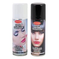 Set van 2x kleuren haarverf/haarspray van 125 ml - Zwart en Wit - thumbnail