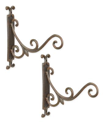 A PAIR OF CAST IRON WALL HOOKS
