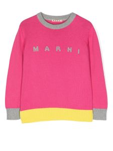 Marni Kids pull en maille à détail de logo - Rose