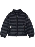 Moncler Enfant veste matelassée à patch logo - Bleu