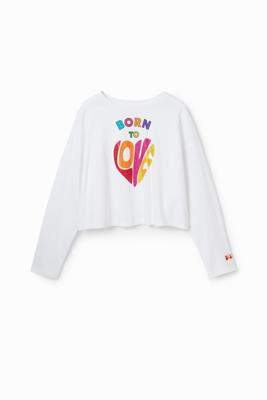 Cropped T-shirt met Love - WHITE - 13/14