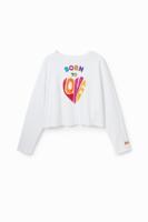 Cropped T-shirt met Love - WHITE - 13/14