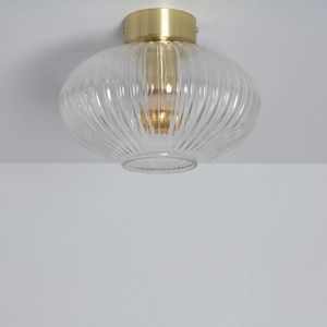 Vintage plafond glas & goud met E27 fitting 'Pieter'