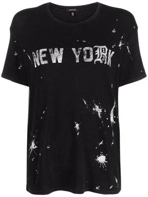 R13 t-shirt à effet taches de peinture - Noir
