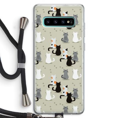 Katten: Samsung Galaxy S10 Plus Transparant Hoesje met koord