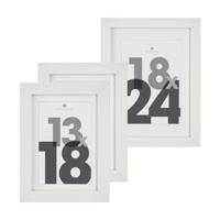 Fotolijstjes set - 1x voor 18 x 24 cm - 2x voor 13 x 18 cm - wit - modern/strak ontwerp