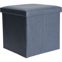 Poef/hocker/krukje - opbergbox - blauw - polyester - 38 x 38 cm - opvouwbaar