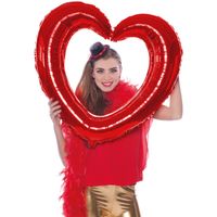 Foto Frame - hart - rood - 80 x 70 cm - opblaasbaar/folie ballon - Valentijn photo prop - thumbnail