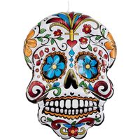 Opblaasbare Day of the Dead schedel 100 cm hangdecoratie - thumbnail