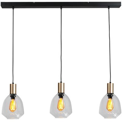 Masterlight 3-lichts hanglamp - goud -Porto met Nicolette clear glazen - 2711-05-02-100-3-12