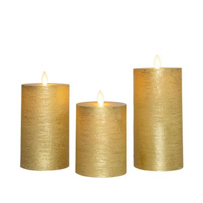 Stompkaars-USB wax d7,5 cm goud set van 3 - Annas collection