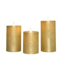 Stompkaars-USB wax d7,5 cm goud set van 3 - Annas collection